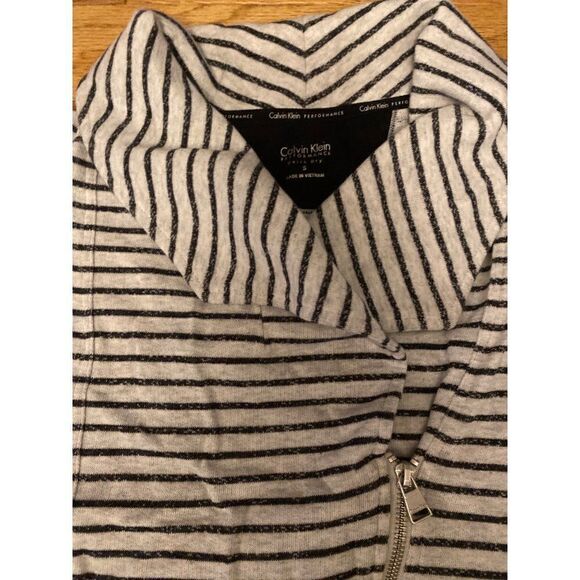 Calvin Klein Performance, women's black striped asymmetrical zipped jacket sz sm - Picture 4 of 9